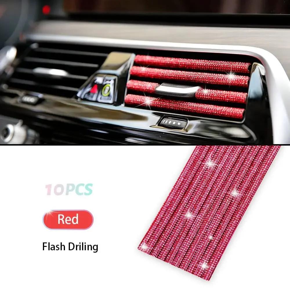 10Pcs Car Air Conditioner Outlet Decorative Strips Wholesale Colorful Diamond U Shape Rhinestone Clip Sticker Auto Accessories