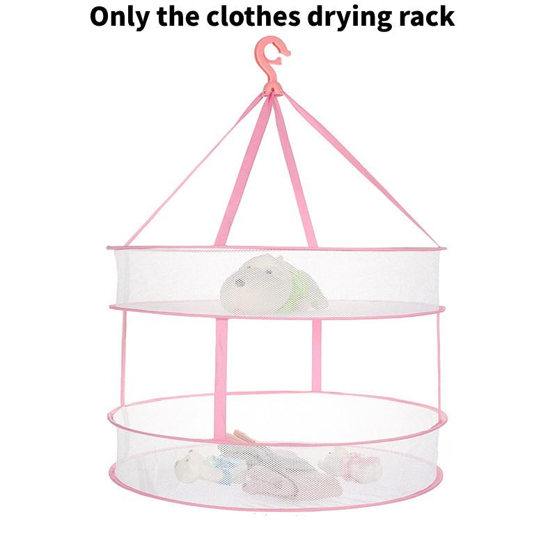 

Circular Foldable Clothes Drying Net Double Layer Dry Clothing Tools Basket L розовый