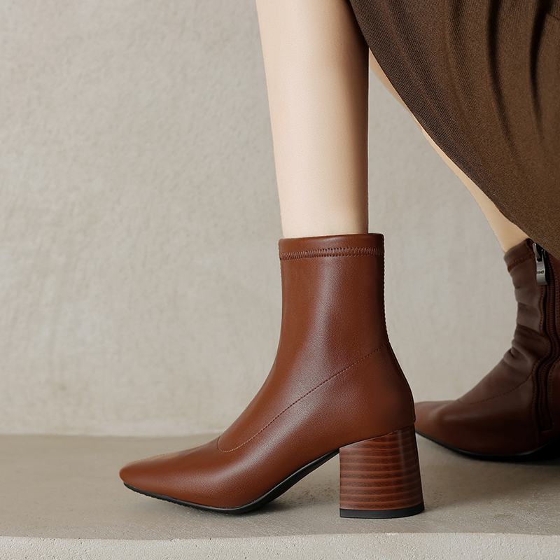 Krazing Pot Mikrovlákno Zimní Střední Podpatky Chelsea Boty Dámské Zip Velikost 43 Street Wear Strečové Kotníkové Boty