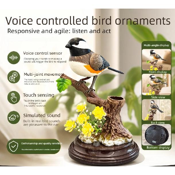 Sound Voice Control Electric Simulation Bird Toy for Pet Bird Cage Kids Gift Garden Ornaments Induction Parrot Supplies