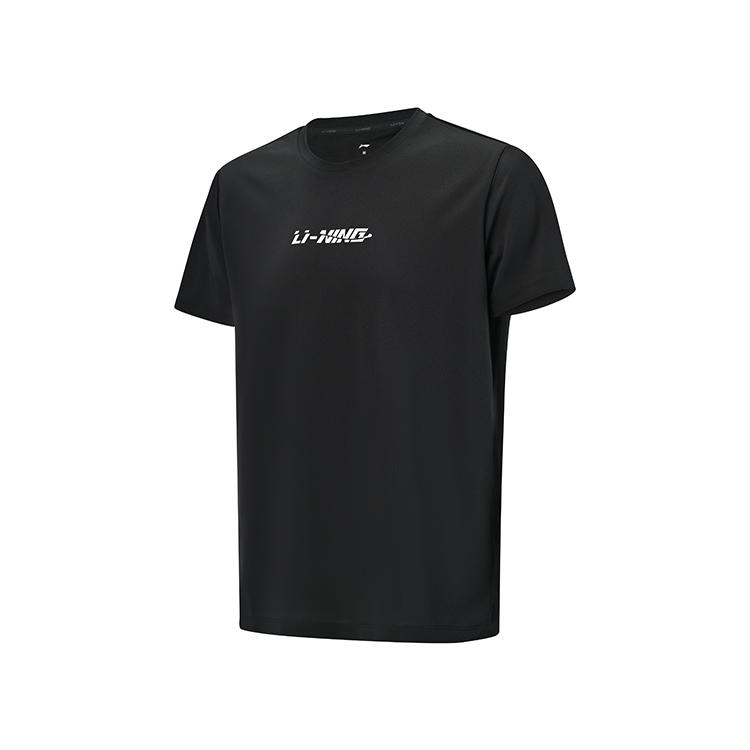 Li Ning Table Tennis Series Brand Print Moisture-Wicking Quick-Dry Cool Casual Sports Short Sleeve T-Shirt Unisex Tops Black ATSV609-1
