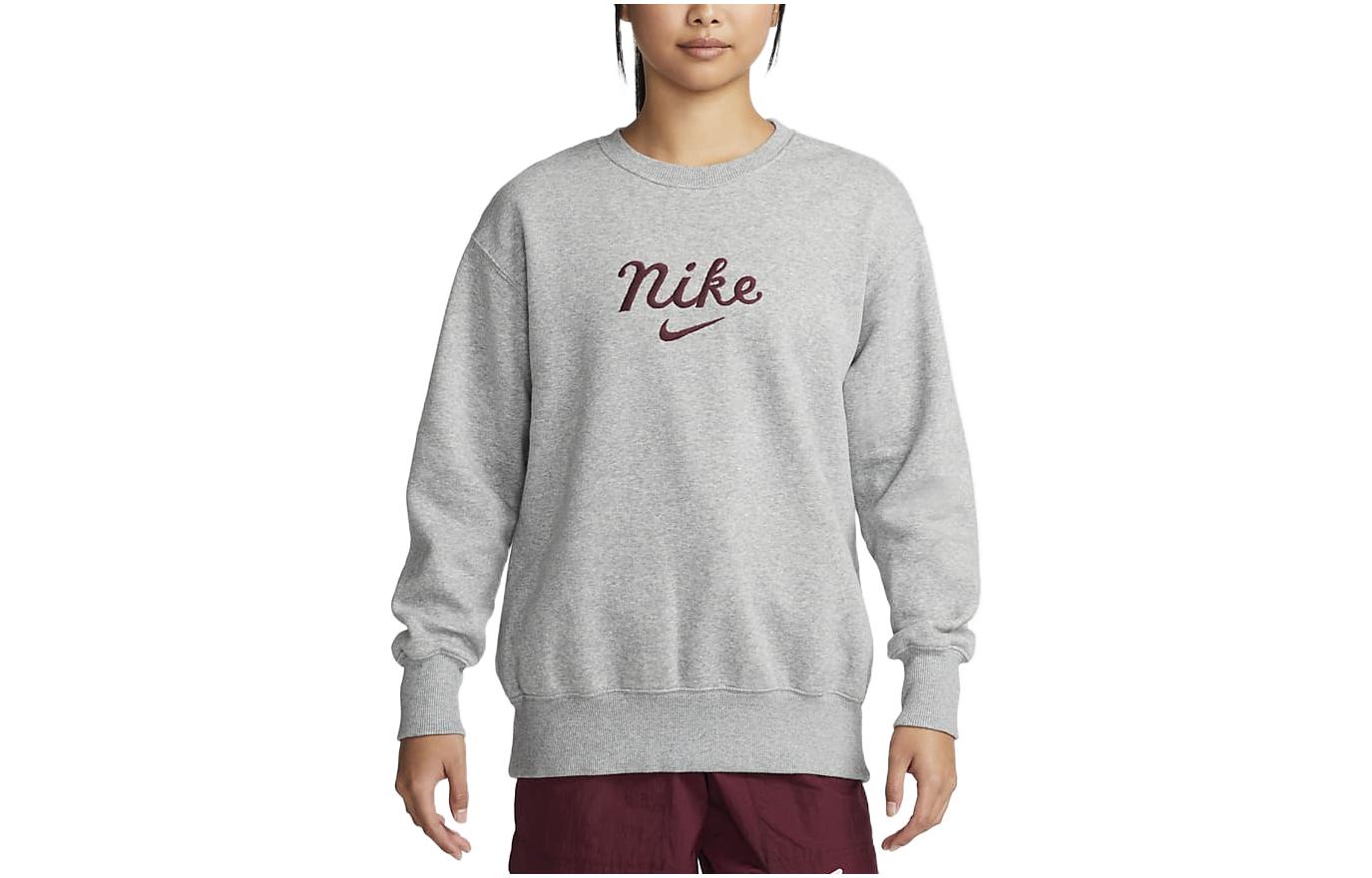 Nike Sweatshirts Women s Dark Gray Crew Neck Moderate Regular DZ4626-063 XL