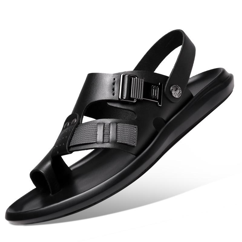 2022 Men s Casual Leather Sandals: Beach & Outdoor Dual-Use 45 чёрный