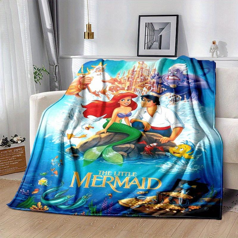 1pc Mermaid Printing Blanket - Soft, All-Season Throw for Living Room, Gift with Adorable Cartoon Design