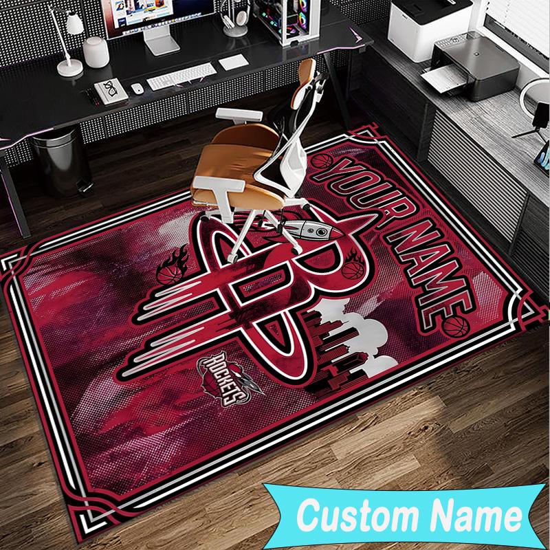 Custom Name Rug basketball Pride Rockets Area Rug Suitable for Indoor And Outdoor,Carpets for Homes, Offices,Living Rooms,Home Decor,Christmas Gift