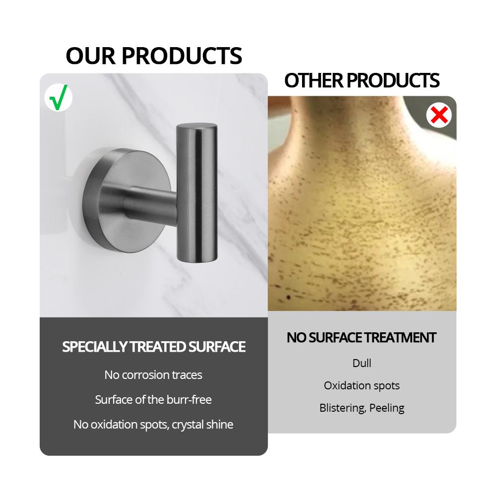 Gunmetal Towel Rack Set 60CM Single Towel Bar 304 Stainless Steel Towel Holder Hook Tissue Holder Bathroom Accession Never Rust