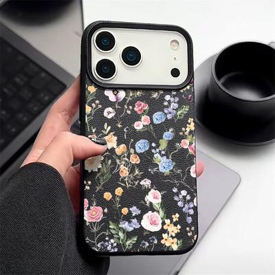 Cover Morbida in TPU per Telefono con Motivo a Ghirlanda di Fiori Sparsi per iPhone 17 Pro Max Air 16e 15 14 13 Custodia Antiurto con Design a Texture di Pelle