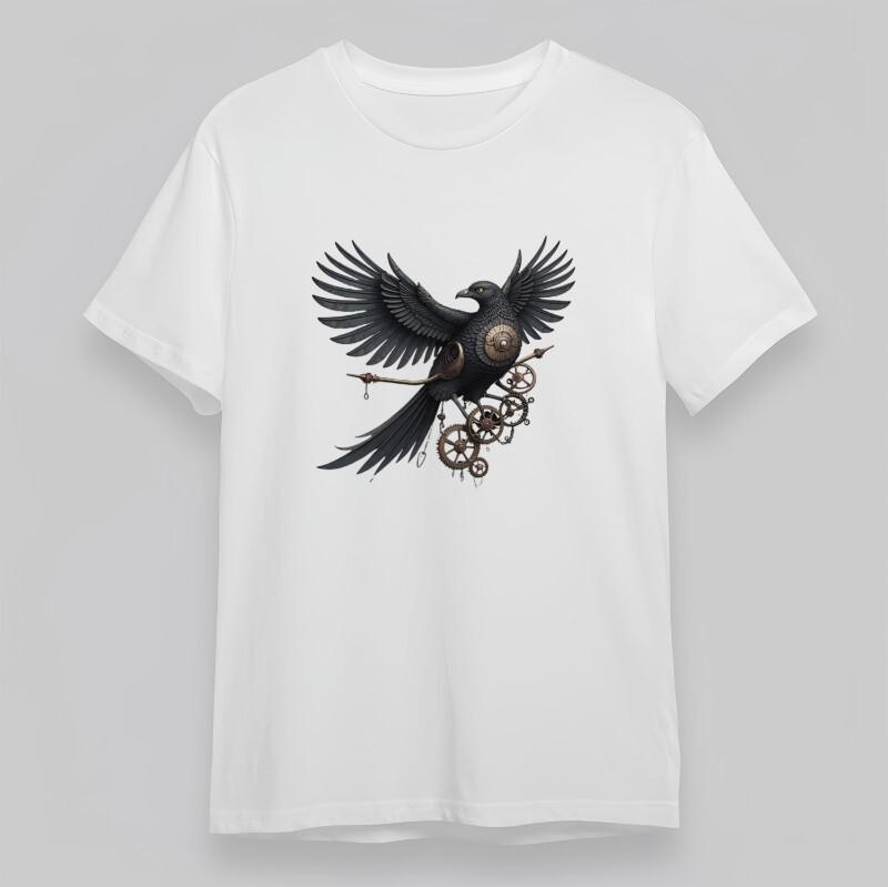 

Women s Trend Oversized T-Shirt Steampunk Eagle With Metallic Gears Design Tee 3XL