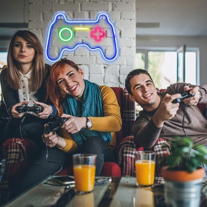 Enseigne au néon - ineonlife - manette de jeu xbox - led bleu - 27,5 x 41 cm - usb