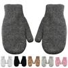 1 Pair Women Mittens Double-layers Cute Stretchy Soft Thickened Cold Resistant Solid Color Autumn Winter Girls Gloves for Riding