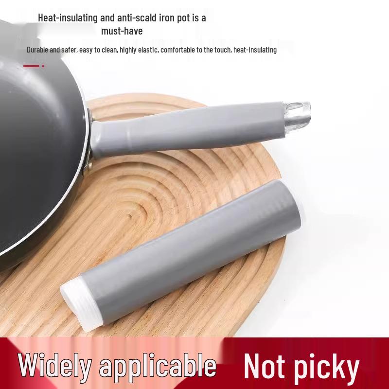 Silicone Heat-Resistant Anti-Scald Wok Handle Sleeve for Flat Bottom Iron Pots