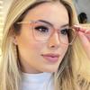 Oversize Cat Eye Square Frame Clear Lens Glasses TR90 Women Myopia Nerd Spectacles -0.5 to -6.0 Degree