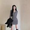2026 Spring/Autumn Women's Slim-Fit Knit Dress - Hip-Hugging Inner Layer Sweater with Short Skirt Design