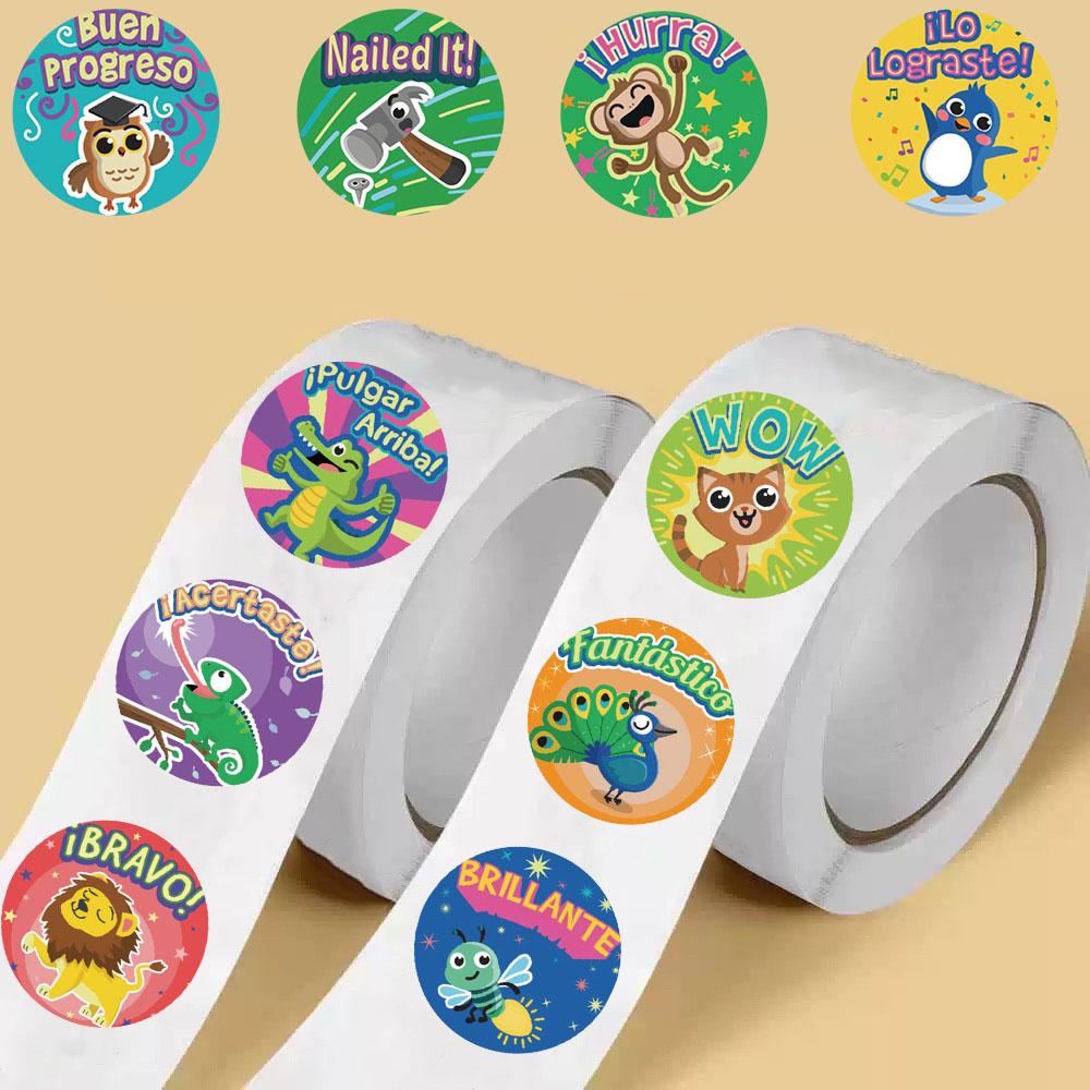 500PCS Animal Stickers Roll Sticker Phone Suitable for Stationery Laptop Luggage Modern Teacher Encouragement Gifts PVC Decor