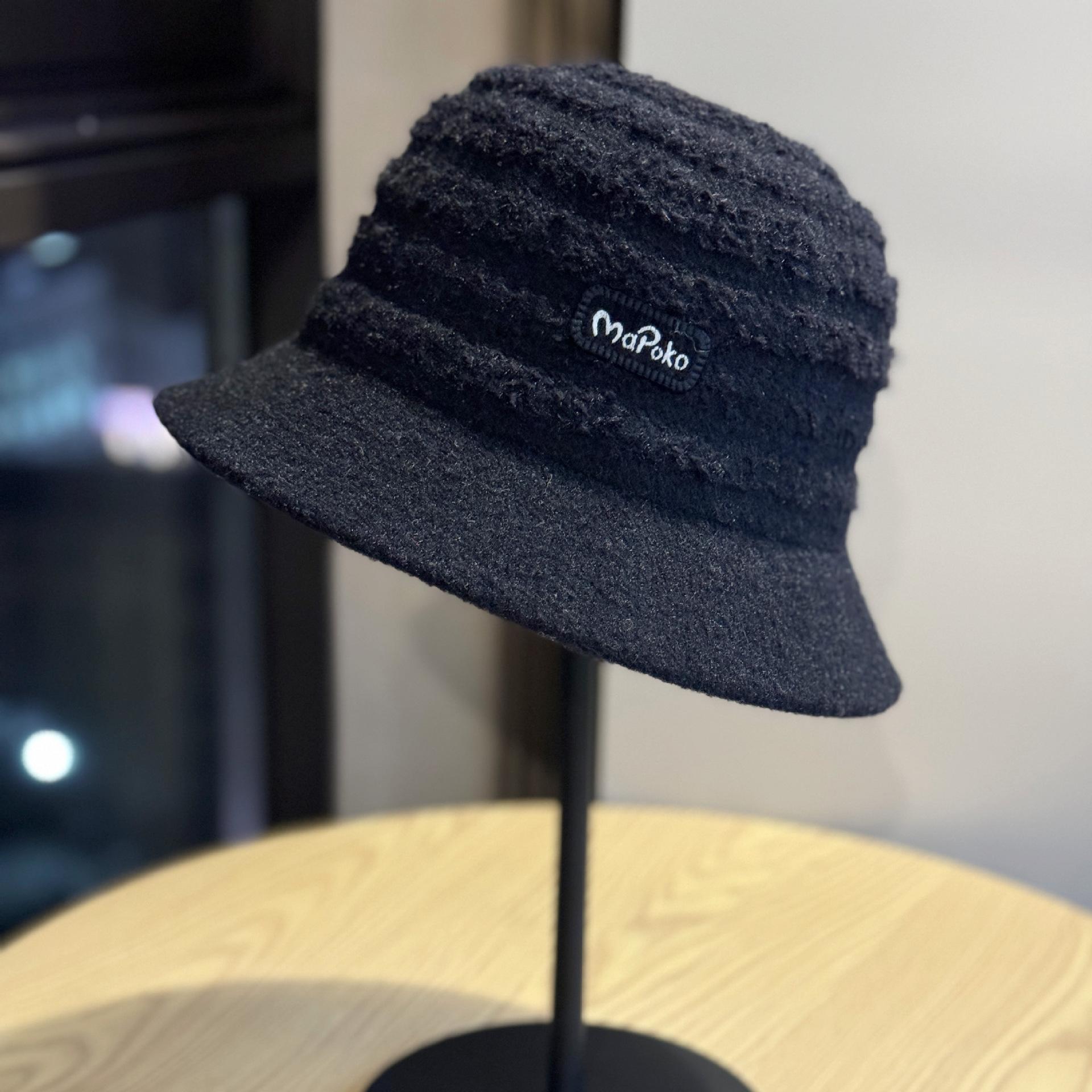 

New Korean-style youthful woolen fisherman hat for women, fashionable and warm for autumn and winter, makes the face look smaller, elegant and Adult54-60Adjustable чёрный