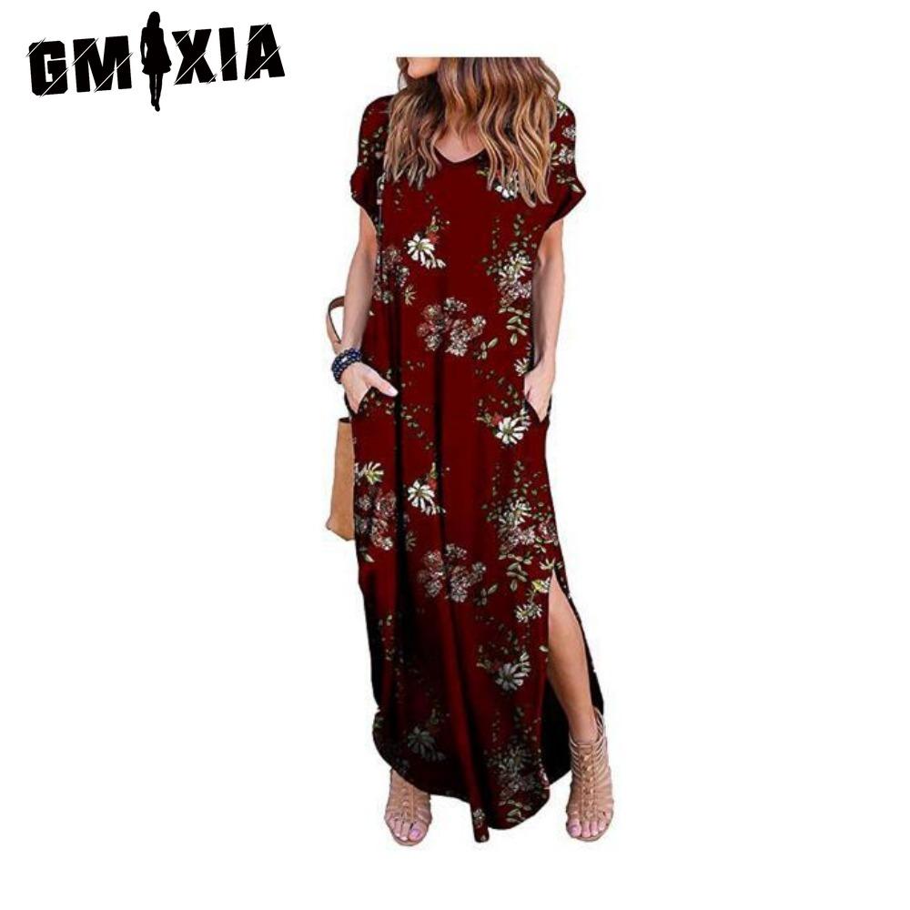 GMXIA Women's Fashion Summer Spring Short Sleeve V-Neck Casual Dresses