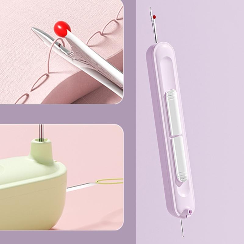 3 Pcs 2-in-1 Needle Threader Seam Ripper Stretchable Remover Tool Thread Remover for Craft Sewings Thread Removing