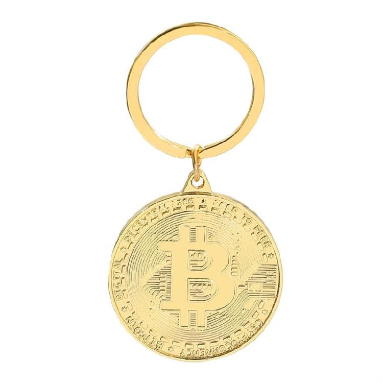 

Crypto Collectible Keychain With Bitcoins Motifs Stylish Metal Construction Keyring Pendant For Gifting And Display золотий