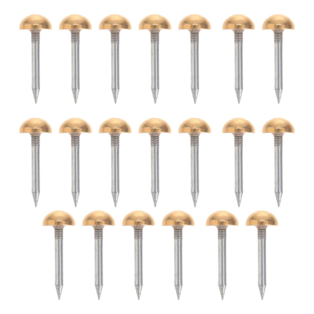 20Pcs Copper Furniture Nails Decorative Upholstery Pins Half Round Head Sharp Entry Striped Shank Anti-Loosening for Wood Craft