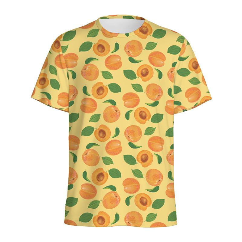 Summer 3D Printed Fruits Orange Graphic T-shirts  Round Neck Short Sleeved Men's and  Women's Unisex T-shirts