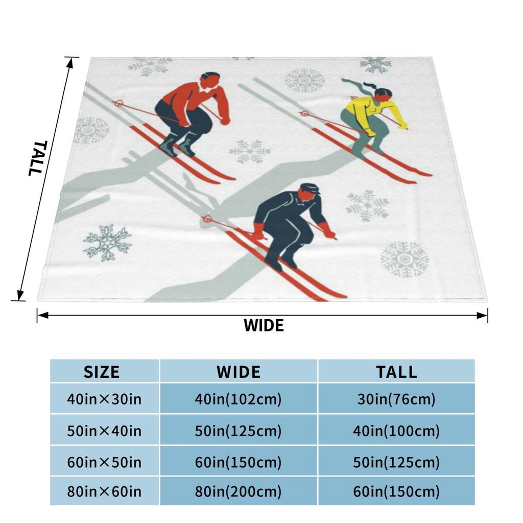 Mid Century Retro Ski Trails In Red Teal And Yellow Custom Travel An Ultra-Soft Micro Fleece Blanket