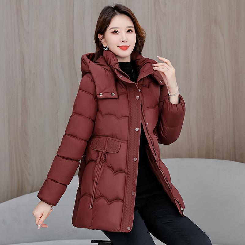 2025 Winter Women's Plus-Size Mid-Length Cotton Jacket - Warm and Fashionable for Mothers