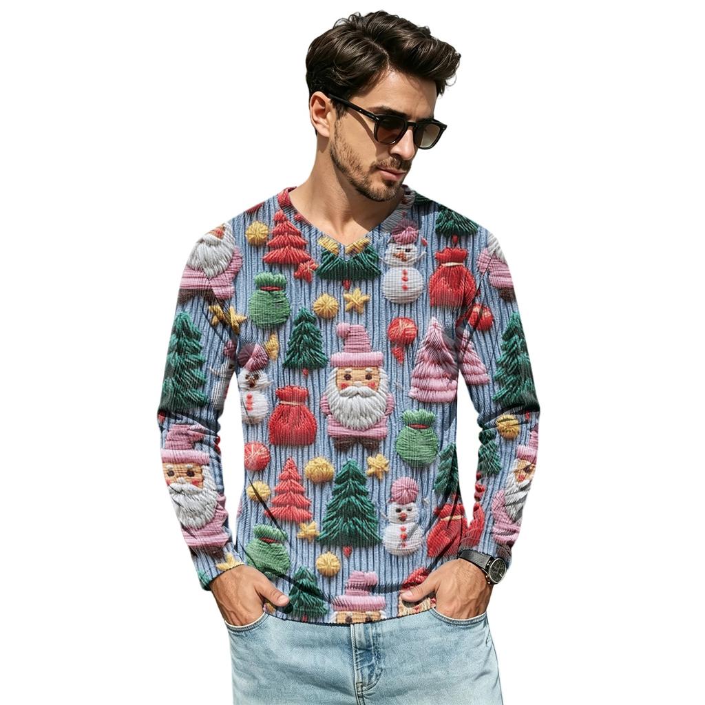 Men's Casual Loose Fit V-Neck Top