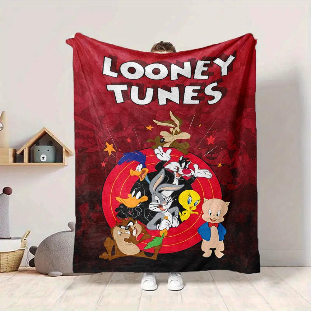 1pc Looney Tunes Flannel Throw Blanket - HD Printed Lightweight Soft Warm All-Season Blanket for Sofa, Bed, Travel026