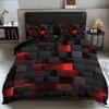 3pc Bed Set with Black and Red Plaid Print, Including Bed Sheets and Two Pillowcases, Suitable for Bedroom Rooms