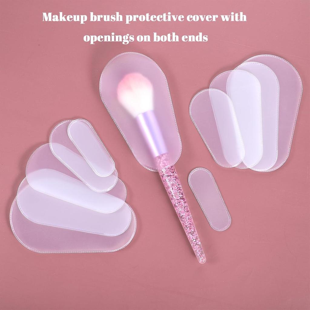Jeffdad 20 Pcs Makeup Brush Covers, 5 Sizes Clear Make up Brush Protective Protector Sleeves for Travel & Storage, Lightweight and Durable Plastic