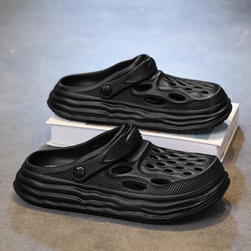 

Sandals Men s Comfortable Slippers Beach Male Sandal Men Lightweight Garden Flat Male Walking Sneakers Outdoor Men s Half Drag 45 чёрный