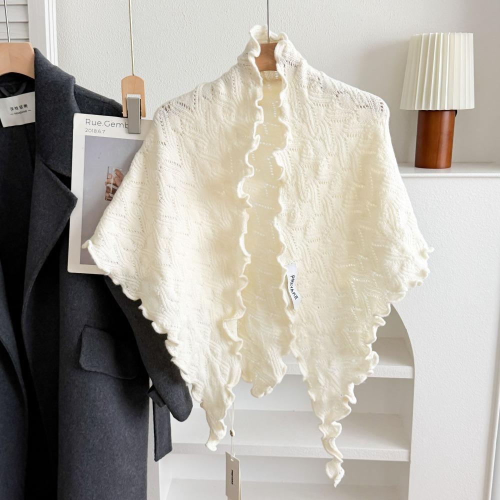 Solid Color Women Scarf Wool Blend Wool Bandana Fashion Triangle Scarf Autumn Winter