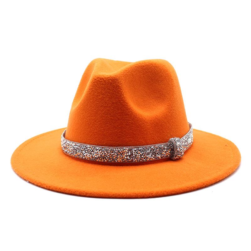 2021 Autumn Men'S And Women'S Woolen Hats, Solid Color Jazz Top Hats, Crystal Diamond Gift Hats