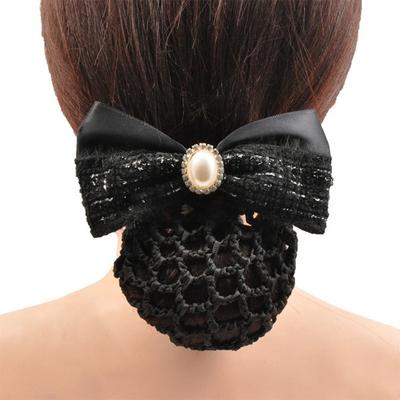 Elegante Red para Moño Cubrepelo Malla Fina Malla Suelta Snood para Moño Pinza para el Cabello Ganchillo Color Negro Pinza de Primavera para Enfermeras Uso Profesional