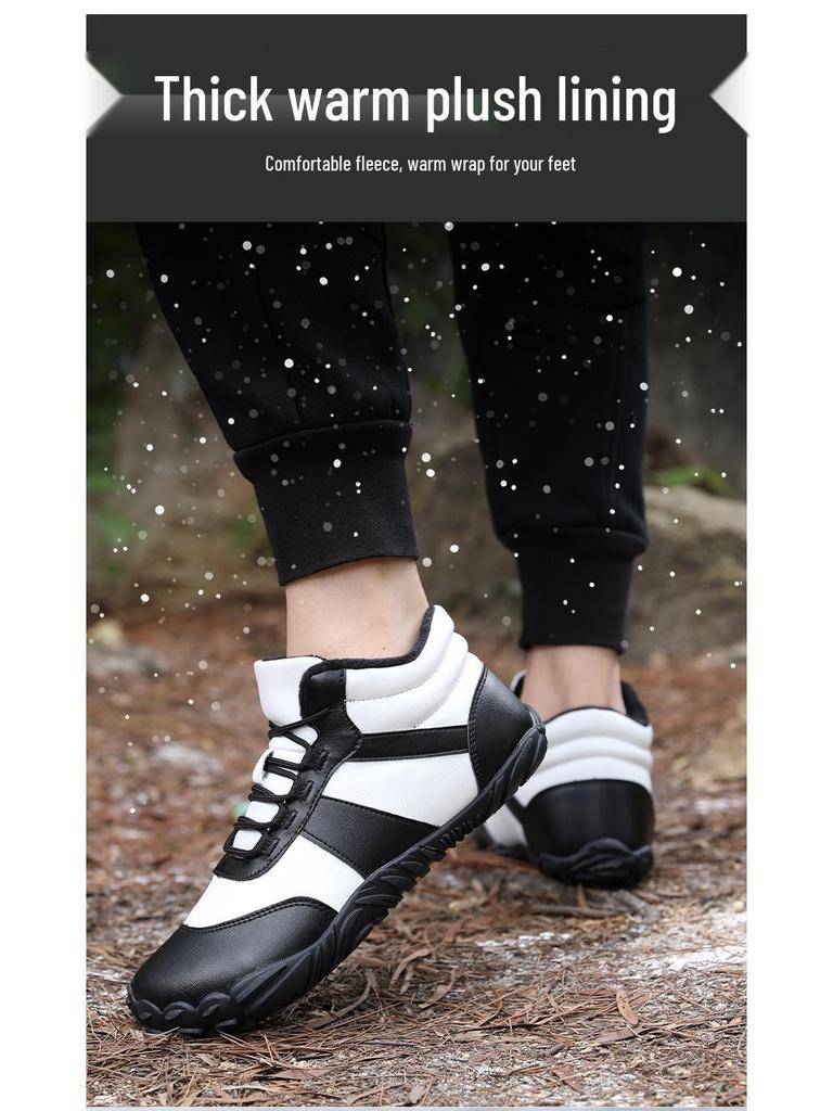 Vandringskängor med högt skaft, fodrade med fleece, i mikrofiberbomull: Varma, Halkfria, Snö- och Klätterskor för Par