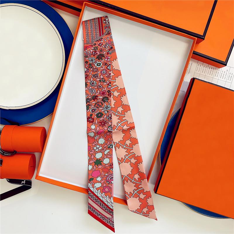 Langt Mulberry Silkeskjerf Veske Slips Dame Hals Tynne Skjerf Hårbånd Foulard Girafftrykk Merke Dame Halsduk Bånd