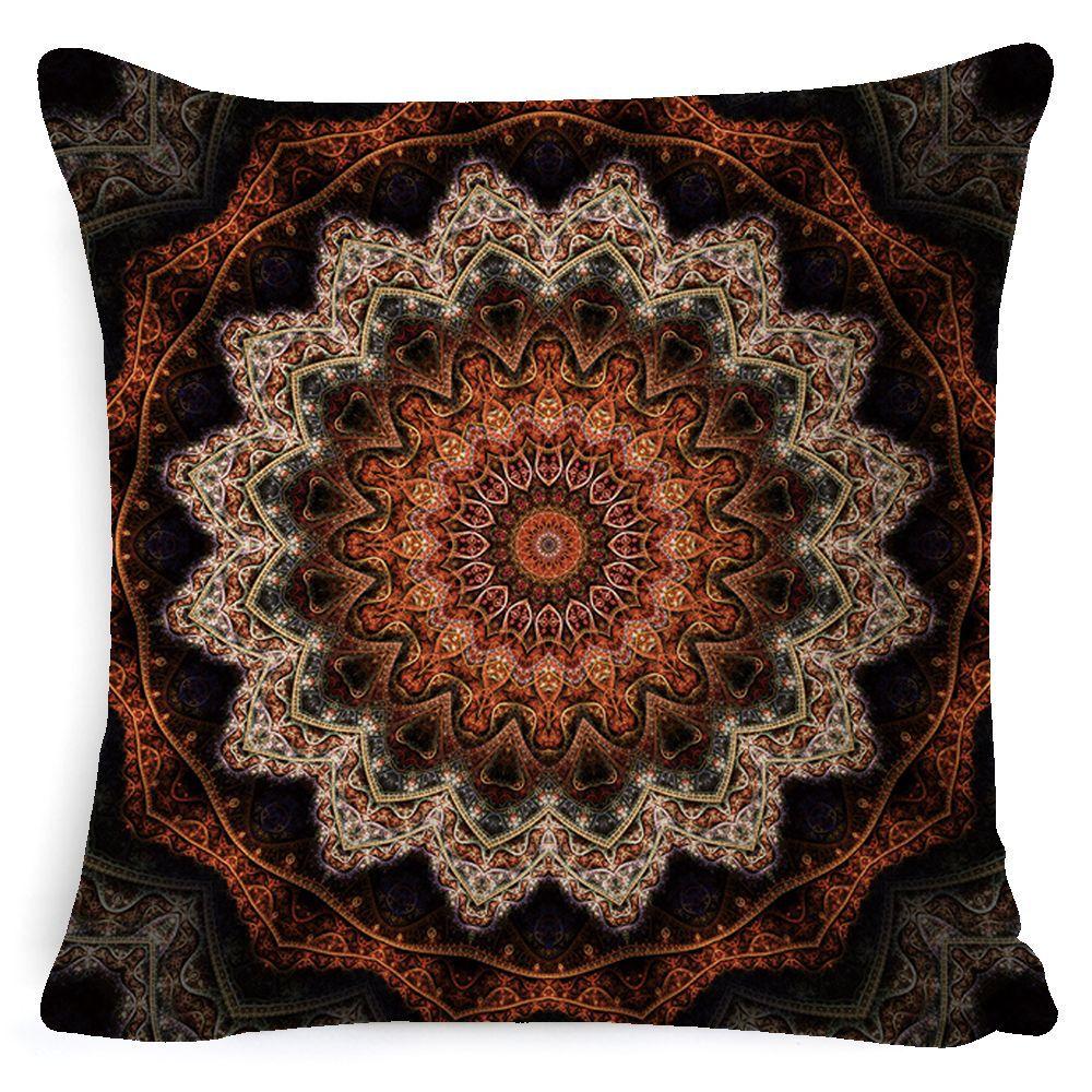 Bohemian Mandala Bedside Sofa Cushion American Vintage Linen Throw Pillow Cover