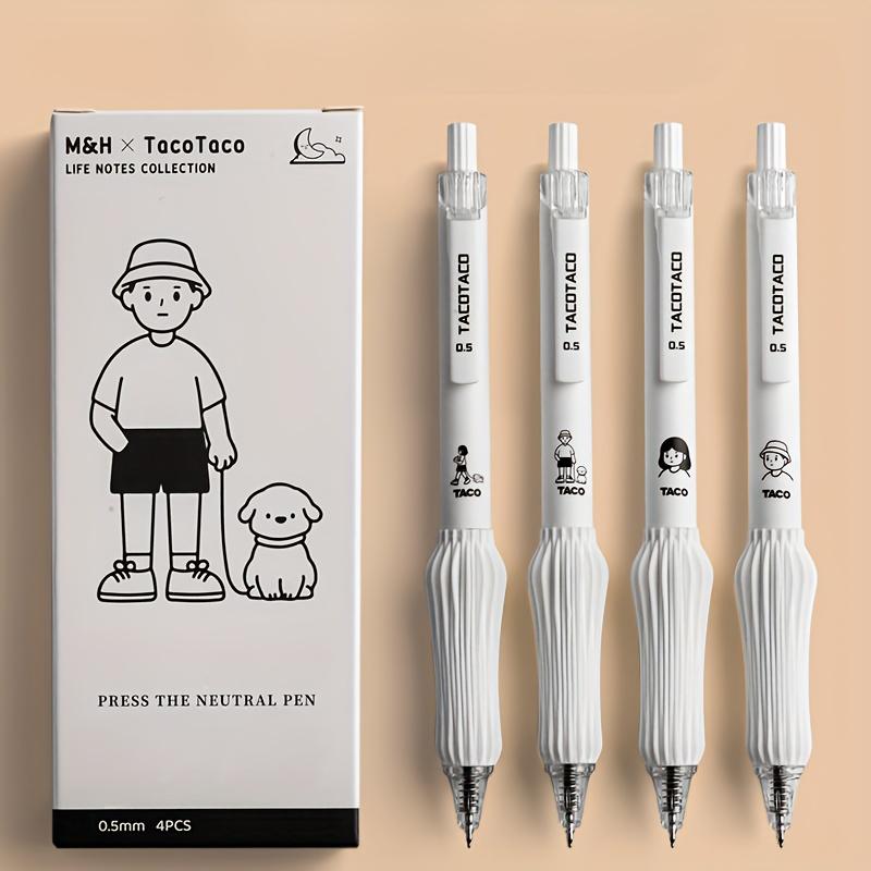 

Set of 4 Adorable Retractable Gel Pens with A 0.5Mm Fine Tip, Featuring Quick-Drying Black Ink for Smooth Writing and A Comfortable Grip