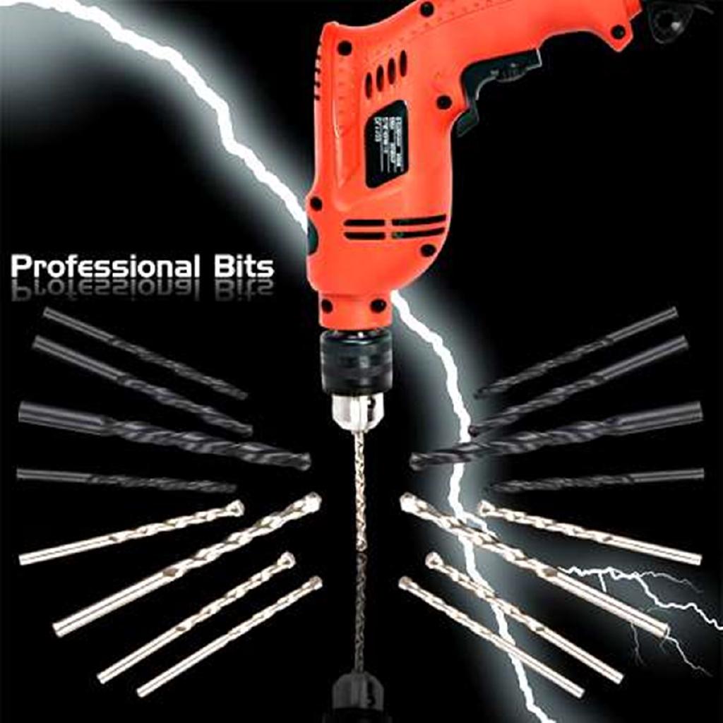 17 Pcs Drill Bits And Chisel SDS Plus Rotary Hammer Bit Masonry Set In Storage Case New