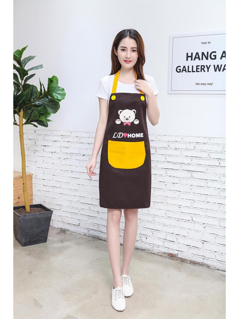 Custom Cartoon Bear Apron - Anti-Oil, Printed Logo for Kitchen and Supermarket Use