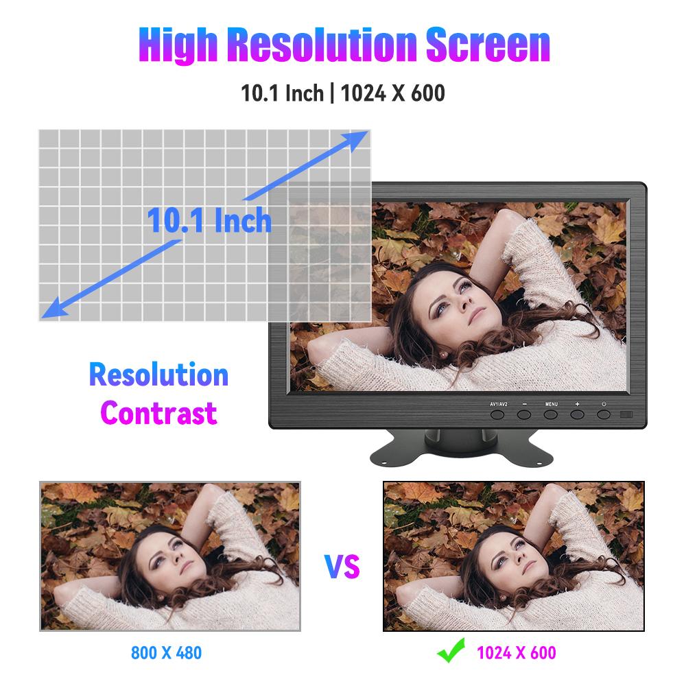 KTYDKP 10.1 Inch Car HDMI Monitor with VGA for TV Computer LCD Color Screen for PC Home Security System Backup Camera Display