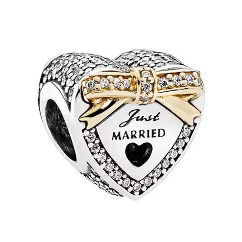 Pandora Alloy Drip Heart Beaded Bracelet: Rocking Horse & Bird Charms