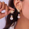 Christmas Rhinestone Snowflake Imitation Pearl Snowman Drop Earrings Cute Xmas Snowman Earring Party Jewelry Gift For Women Men