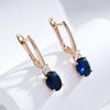 Oval Blue Zircon Dangle Earrings Gold Color Trendy Jewelry Women Luxury Accessories