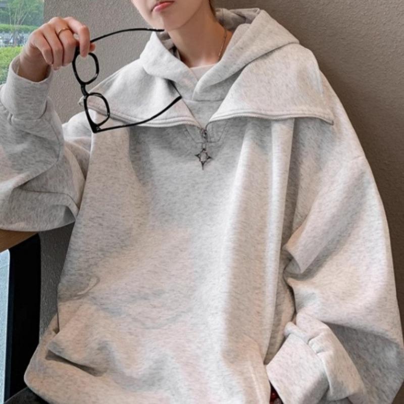 Half-zip Turtleneck Sweatshirt for Men In Spring and Autumn, New Korean Style Handsome Loose Design Casual Jacket for Men