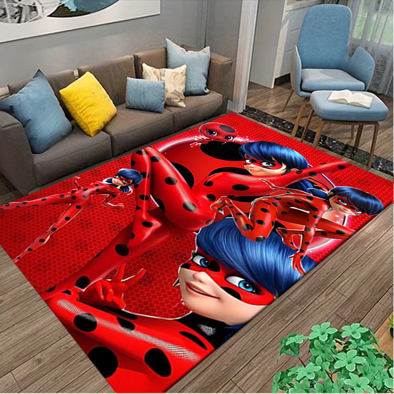[Ladybug Printed Carpet] Durable Home and Office Area Rug, Kitchen Farmhouse Decorative Floor Mat