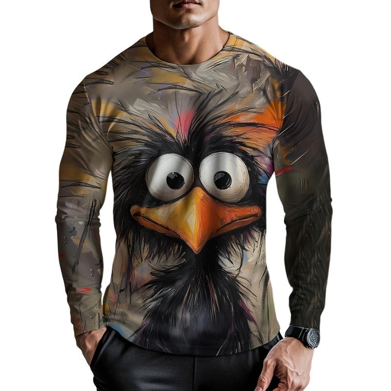 Creative Animal Pattern 3D Print Men's Long Sleeve T-Shirt Tiger Lion Bear Graphic O-Neck Tees Autumn Daily Casual Men Clothing