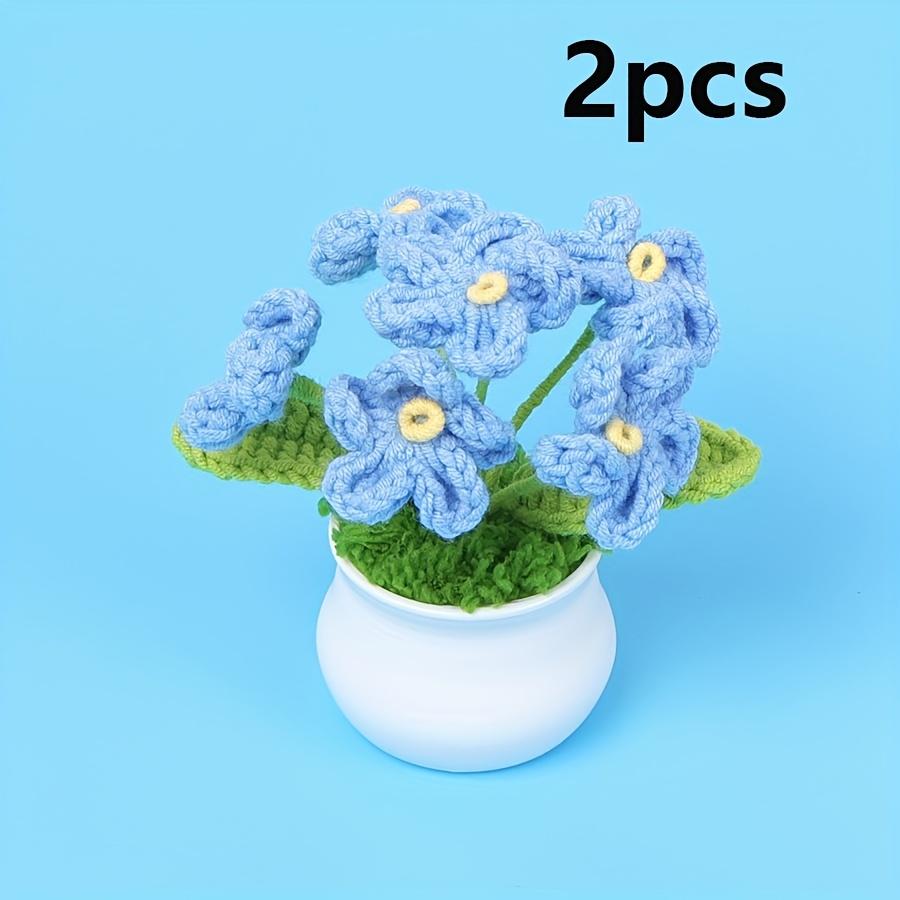 2pcs Handmade Crochet Fabric Daisy Flowers White & Pink Pots, Artificial Plants for Home Decor, Crochet Flowers, Gift for Special Occasions