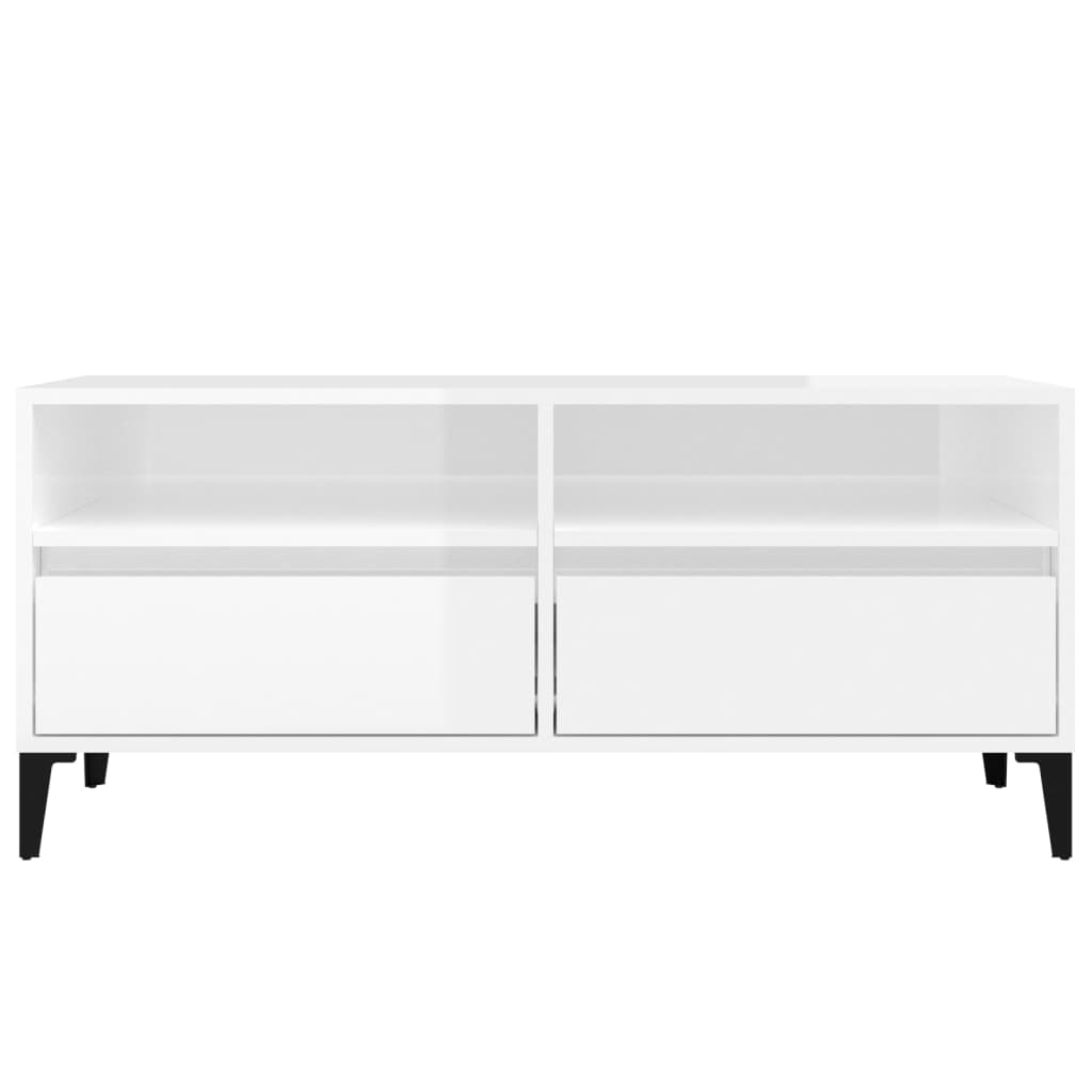 Vidaxl Szafka Pod Tv, Wysoki Połysk, Biała, 100X34,5X44,5 Cm