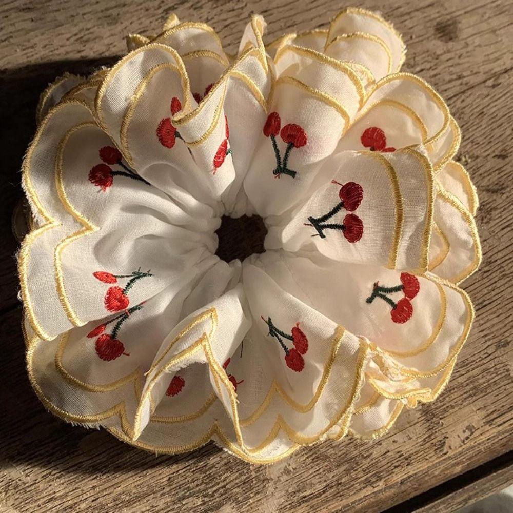 Flower Shape Elastic Hair Bands Hair Tie Embroidered Large Hair Scrunchies  Girl